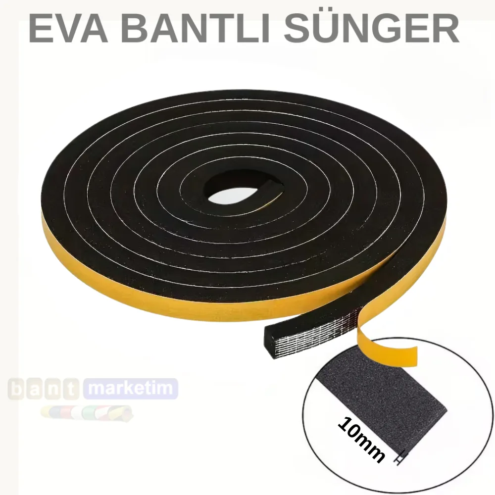 Eva Neopren Conta Sünger Bantlı Sızdırmazlık Bandı 10mm Kalınlıkta 30mmx10mt