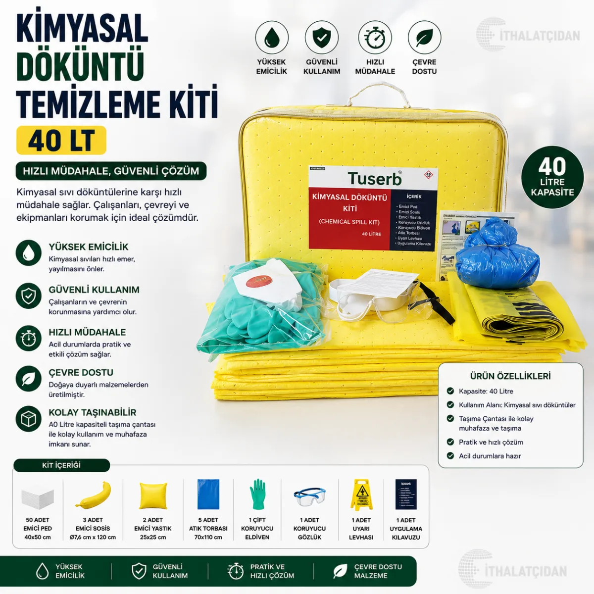Kimyasal Döküntü Temizleme Kiti 40 Lt