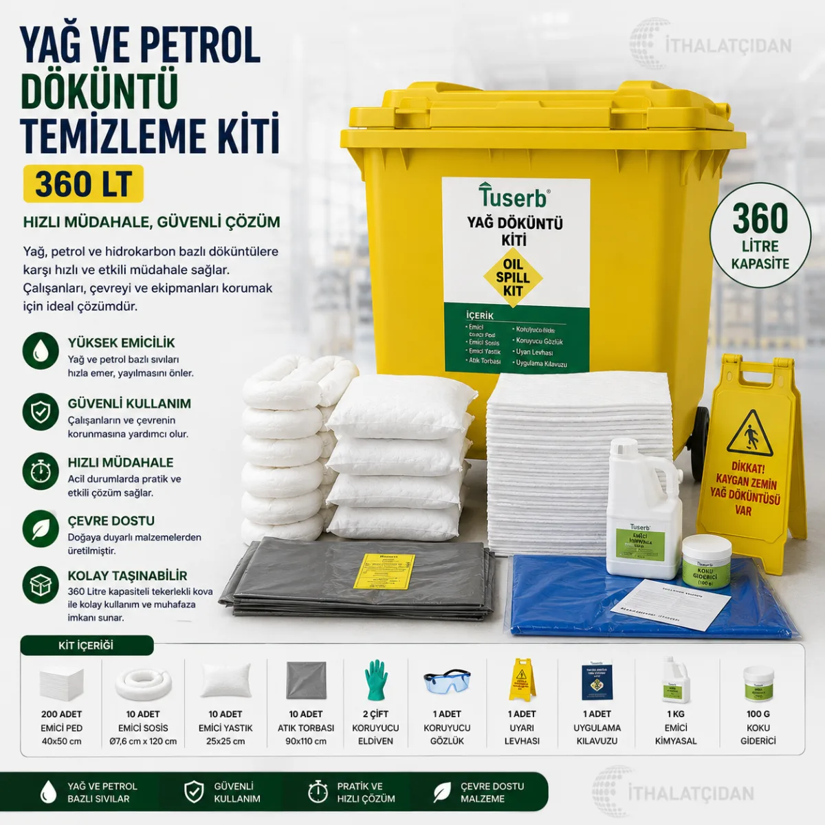 Yağ Ve Petrol Döküntü Temizleme Kiti 360 Lt