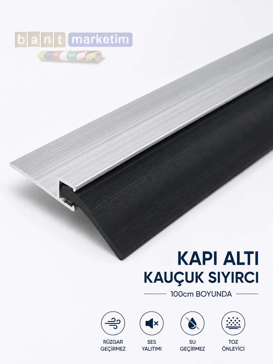 Kapı Altı Alüminyum Sıyırıcı Kauçuk 100 Cm