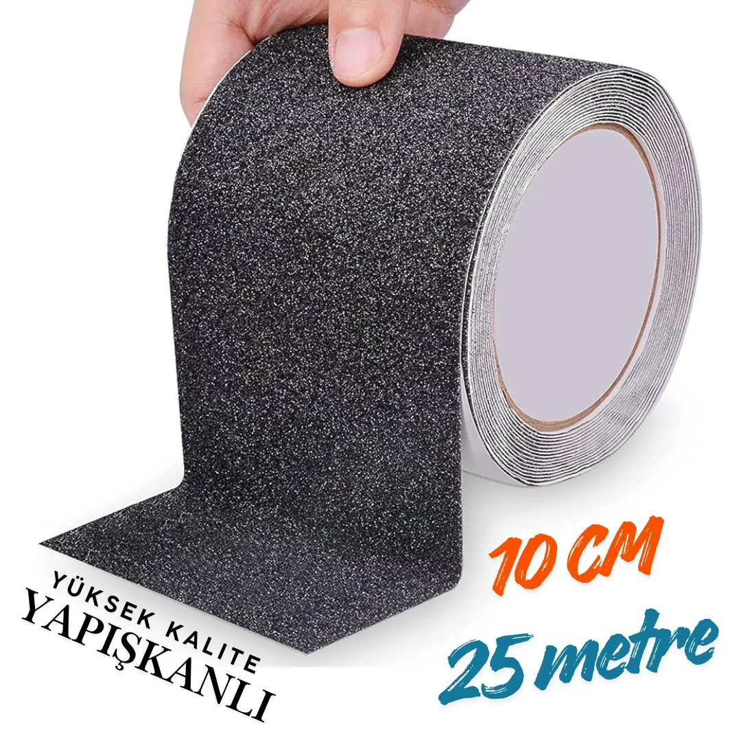 Siyah Merdiven ve Zemin Kaydırmaz Kaymaz Bant 100mm X 25mt