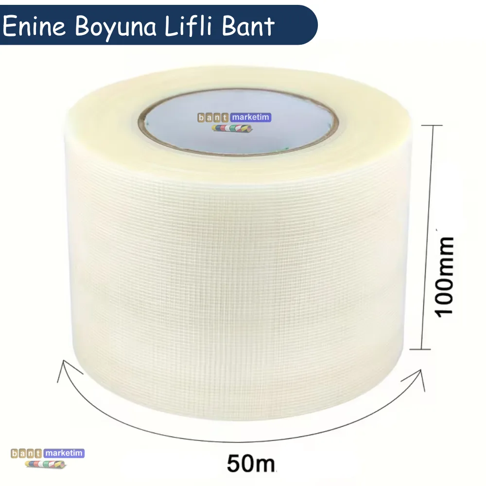 Enine Boyuna Lifli Filament Bant Cam Elyaf Takviyeli Ambalaj Bandı 100mm x 50m