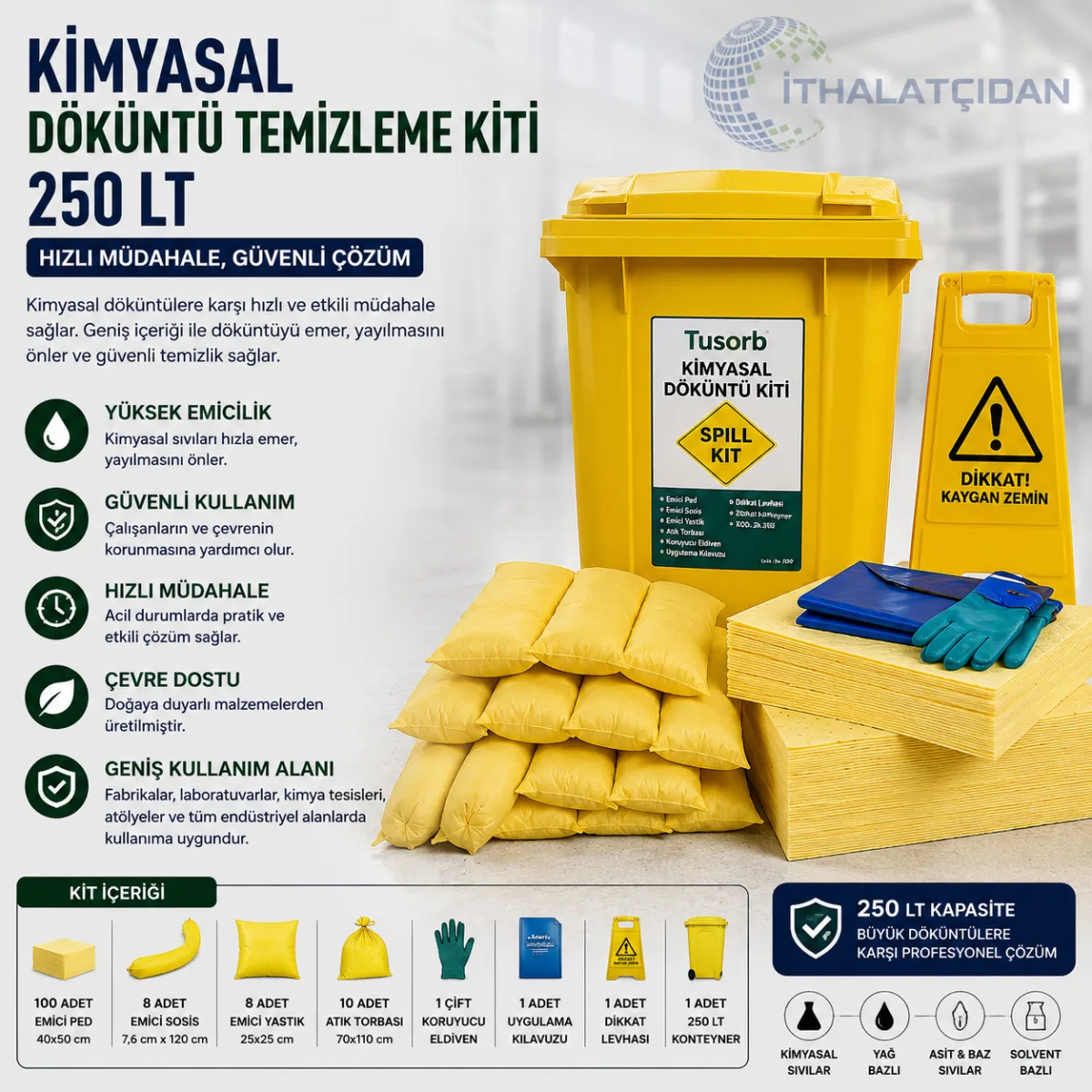 Kimyasal Döküntü Temizleme Kiti 250 Lt