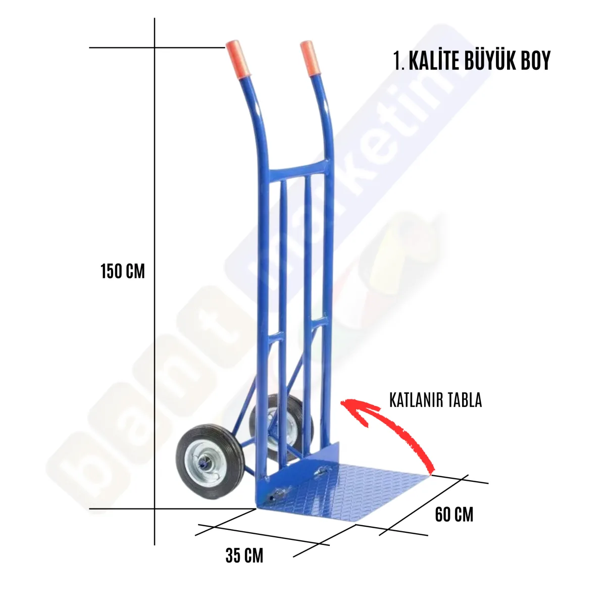 Büyük Boy Katlanır Tablalı Yük Ve Koli Taşıma El Arabası