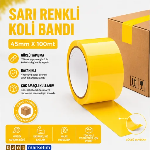 Sarı Renkli Koli Bandı 45mm X 100mt