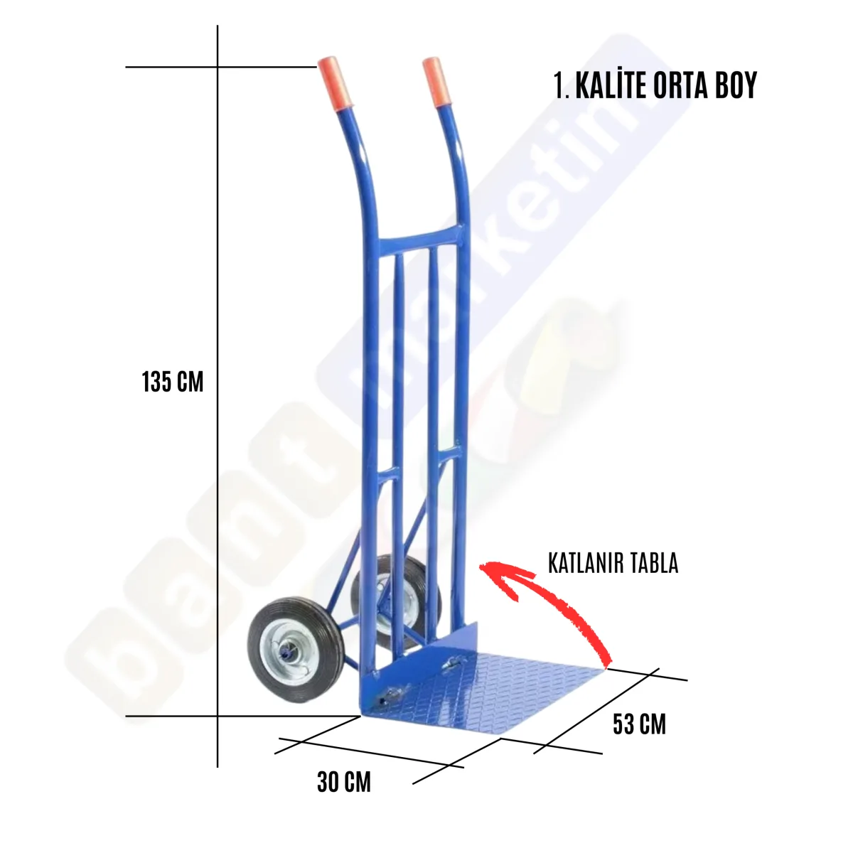 Orta Boy Katlanır Tablalı Yük Ve Koli Taşıma El Arabası