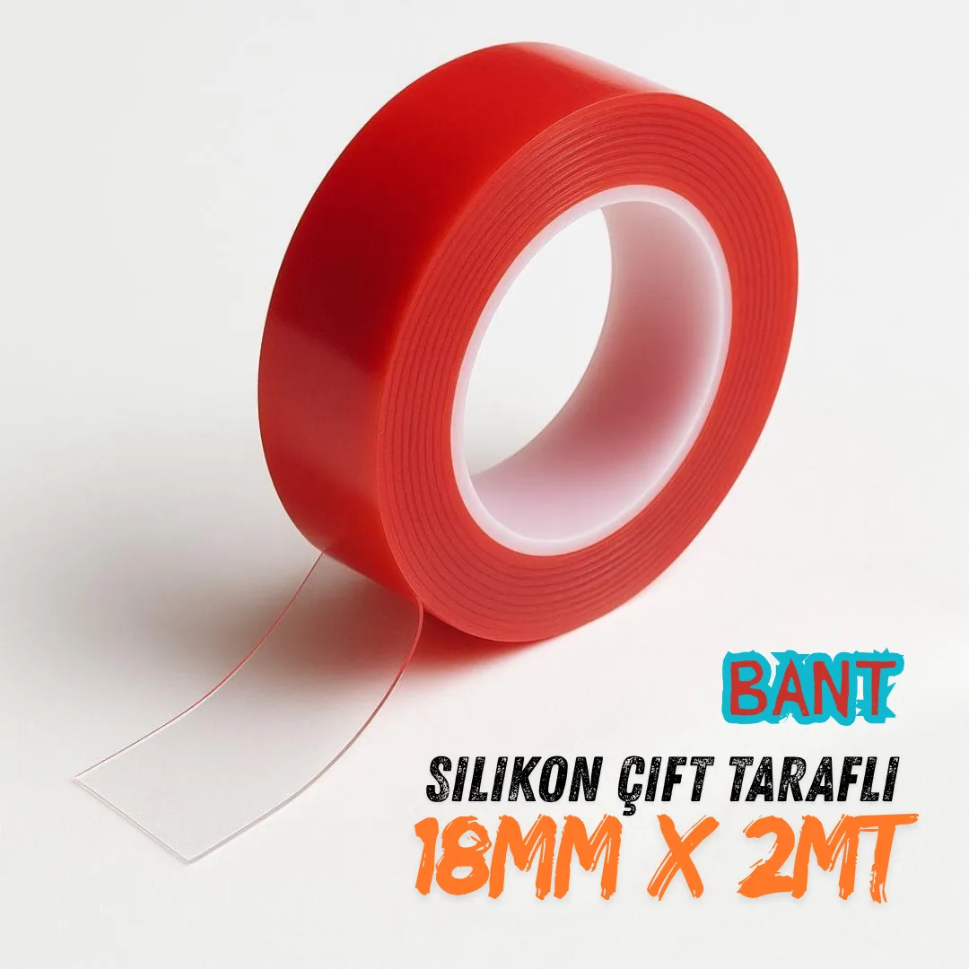 Çift Taraflı Silikon Bant Kırmızı Güçlü Yapışkanlı Su Geçirmez Bant Çerçeve Tablo Bandı 18x2m