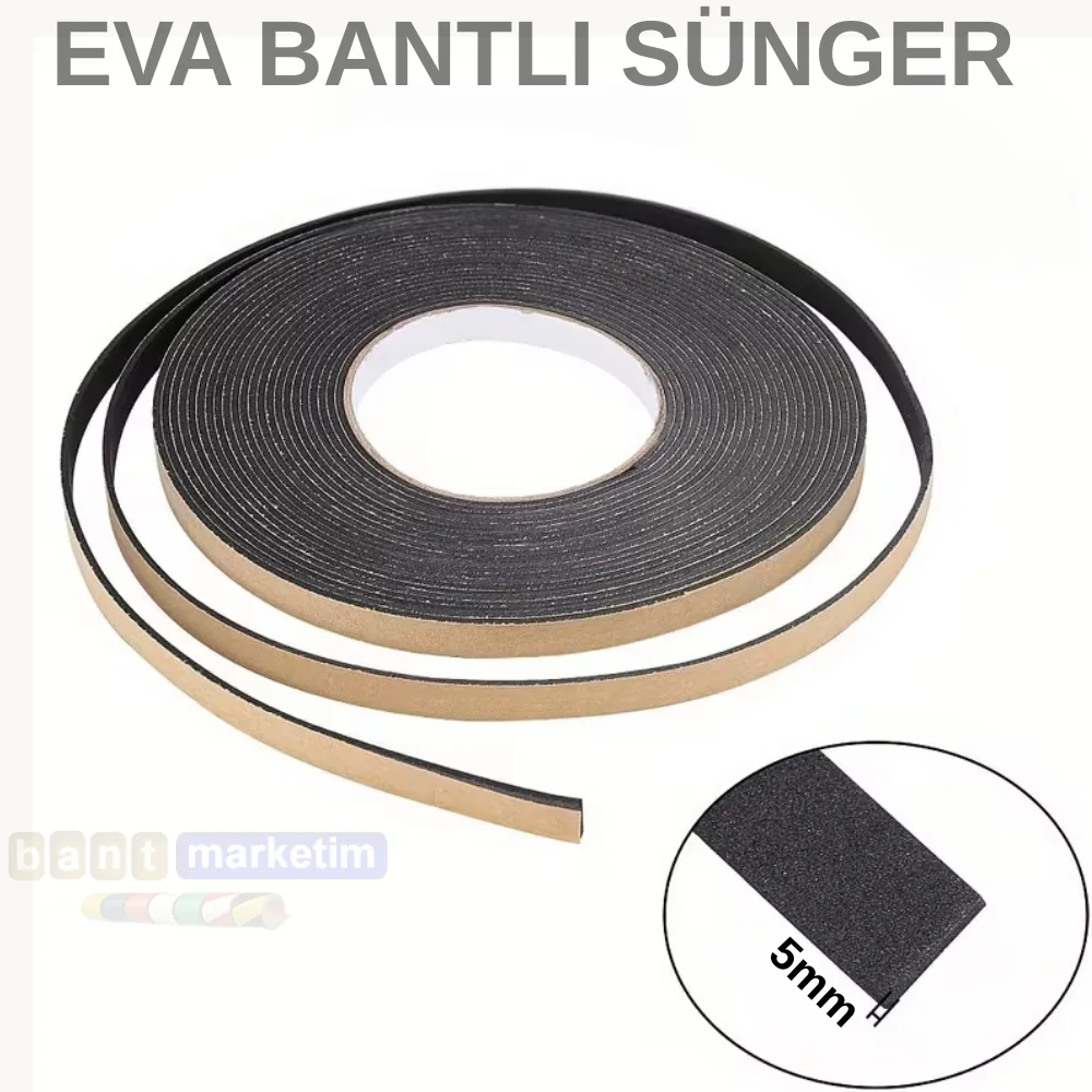 Eva Neopren Conta Sünger Bantlı Sızdırmazlık Bandı 5mm Kalınlıkta 30mmx20mt